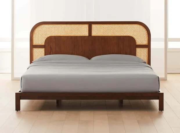 ROCCO-WOOD AND RATTAN KING SIZED BED