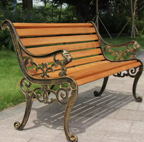 Outdoor Garden Bench Park Seat Chair Patio Benches Chair with Cast Iron Hardwood Structure